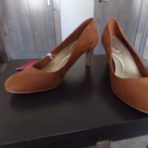 Tan Faux Suede Pumps